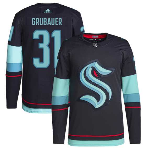 Men%27s Seattle Kraken #31 Philipp Grubauer Navy Home Stitched Jersey Dzhi